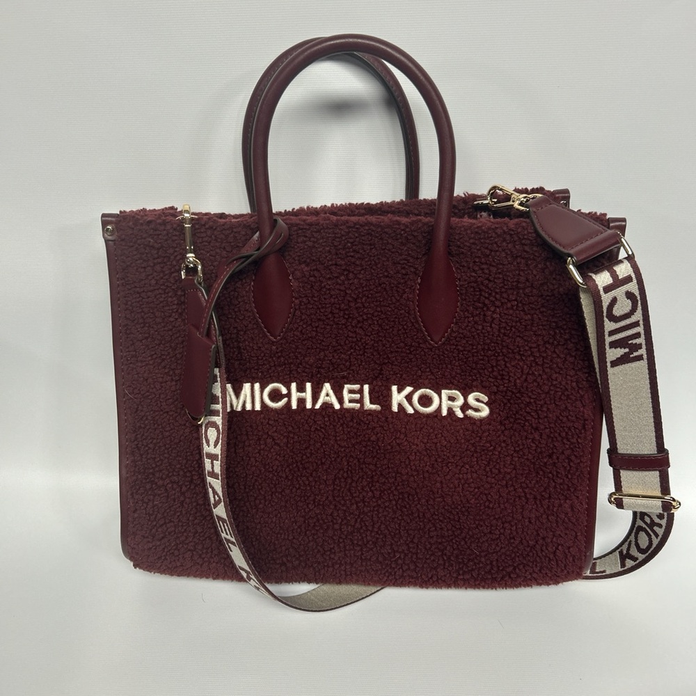 Michael Kors Deep Red Shearling Tote